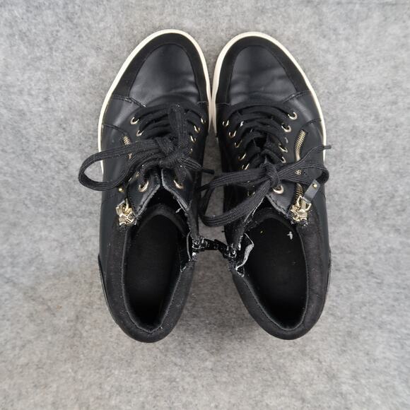 Aldo Shoes Womens 10 Fashion Wedge Sneakers Hidden Heel Zip Black Lace Up Style - Picture 9 of 15